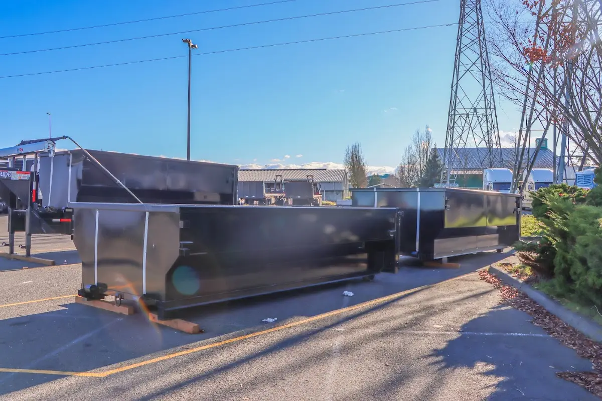Roll-off dumpster ready for waste disposal at job site for 6 Yard Dumpster Rental in Collingdale